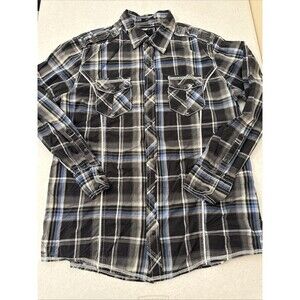BKE Buckle Slim Fit Pearl Snap Shirt Mens XL Black Long Sleeve Western Rodeo